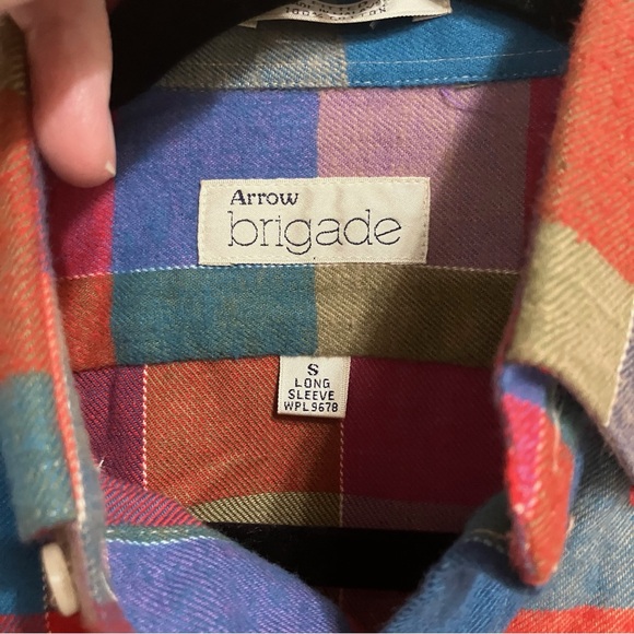 Vintage 80s Arrow Brigade Multicolor Plaid Button Down Shirt-Deadstock NWT Small - Picture 5 of 9